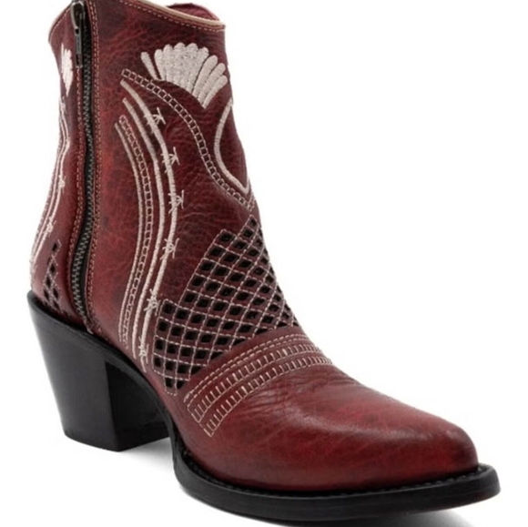 🤎🔹️FERRINI 🔹️Red leather savannah Western Ankle Boots - Picture 4 of 6